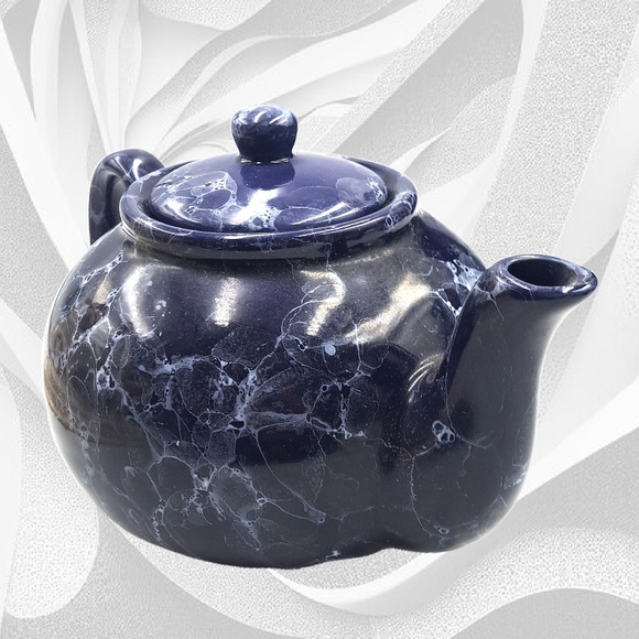 Elegant Blue Marble Teapot - Picture 4 of 9